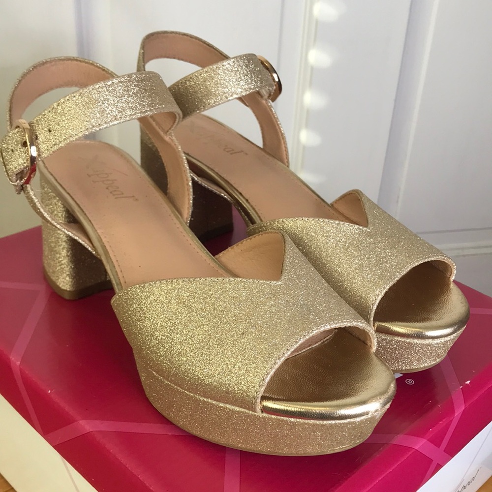 Gold Glitter Women's Platform Sandals
